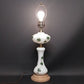 Milk Glass Table Lamp Hand-Painted Green Ivy 3-way Switch Wood Base 21" No Shade