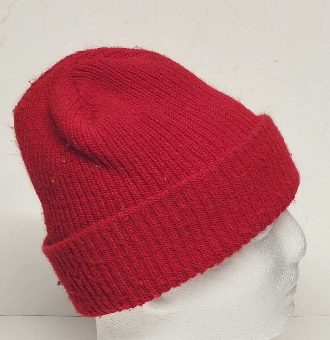 Red Acrylic Watch Beanie Knit Hat Stocking Cap One Size Fits Most Unisex