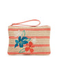 Vera Bradley Coral Straw Wristlet Rain Forest Lily Zip Pouch 10x7 Cosmetic Bag