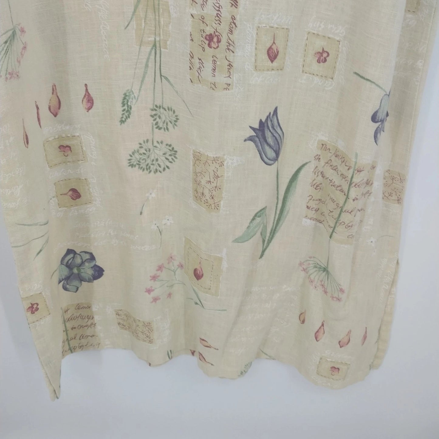 Sweet Jessie Linen Maxi Dress Large Yellow Floral Botanical Sleeveless Petite