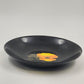 Couroc Yellow Poppy Flower 7.75" Bowl Black with Image in the Center One Piece