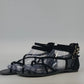Forever 21 Black Jelly Strappy Flats Sandals Womens Size 8 Triple Buckle Ankle