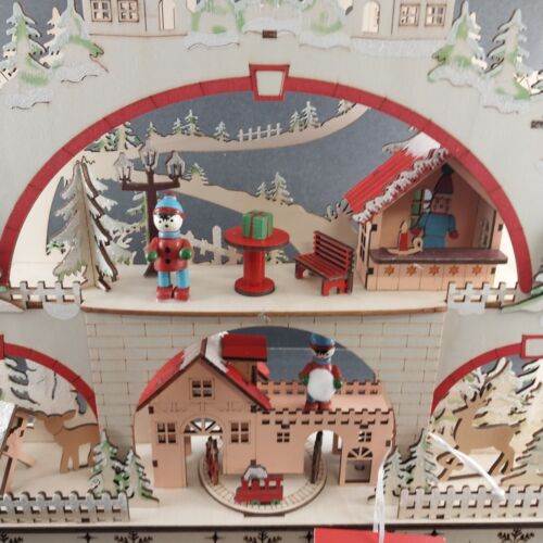 Martha Stewart Christmas Village Wooden Laser Cut Light Up Display Winter Scene