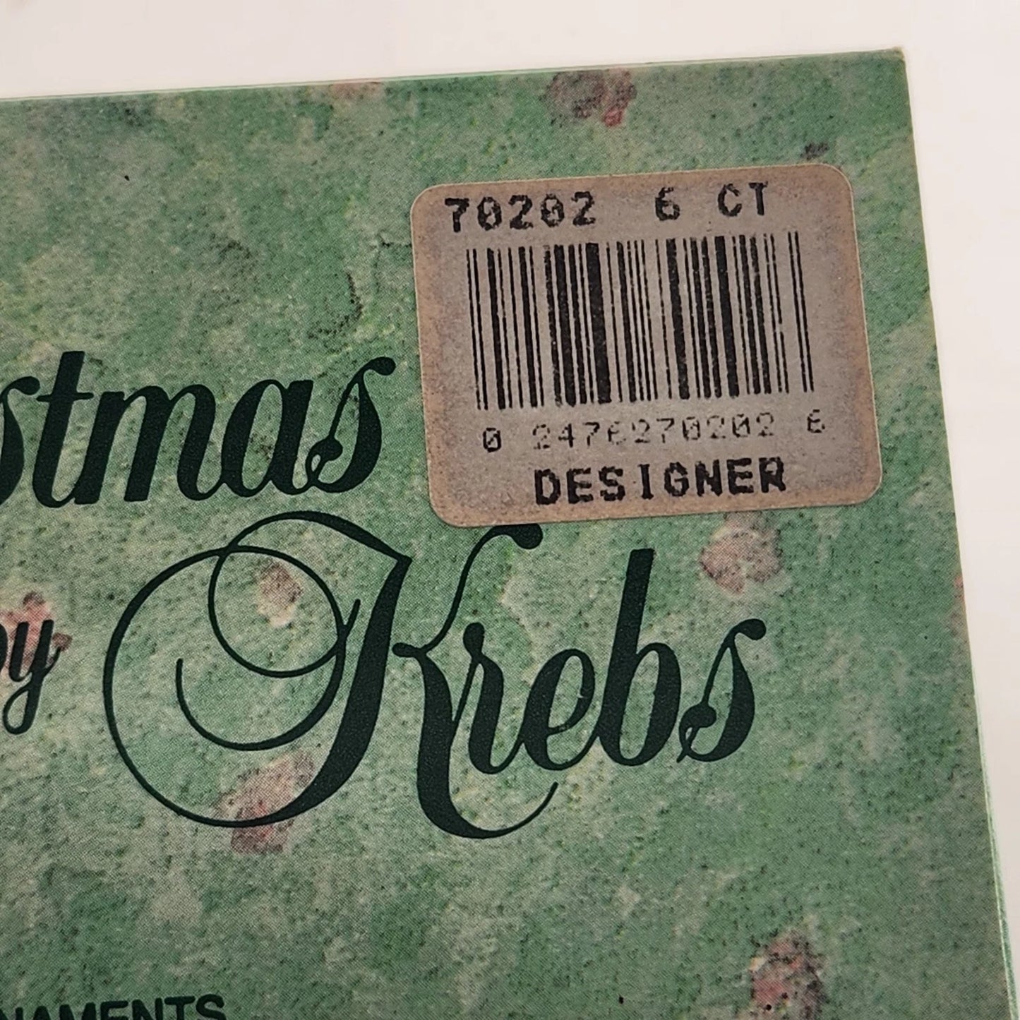 5 Piece Christmas Ornament Glass Krebs Gold Chiffon Crimson Boxed 2.5" Vintage