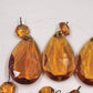 9 Amber Teardrop Faceted Crystal Glass 2" Prisms for Lighting Chandelier Accents