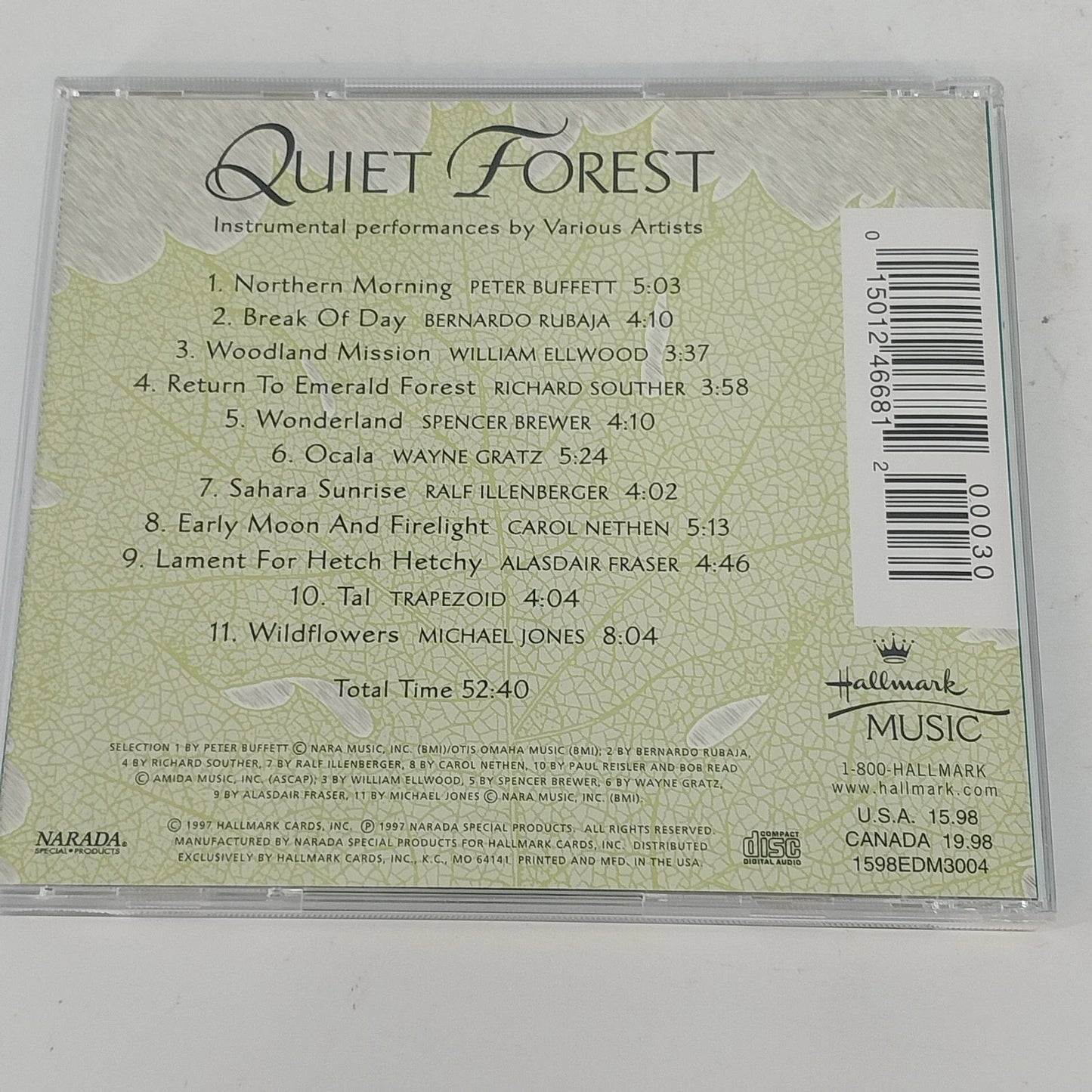 Hallmark Quiet Forest Peaceful Music Woodland Sounds CD Narada Instrumental 1997