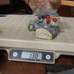 Horned Owl Porcelain Figurine on Log with Holly Red Berries Wildlife Decor 6.5"