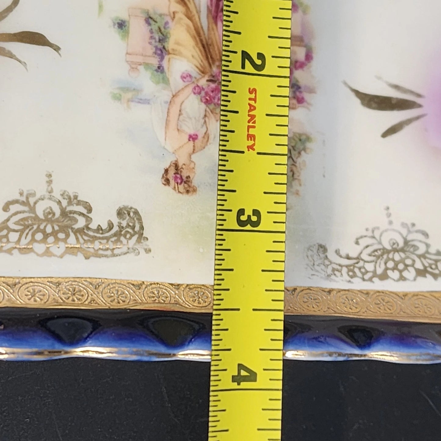 German Porcelain Celery Tray Cobalt Blue Gold Roman Ladies Scene 1900's Antique