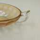 Jeannette Carnival Glass Iridescent Marigold Bowl Twin Clear Handle Large 10.5"