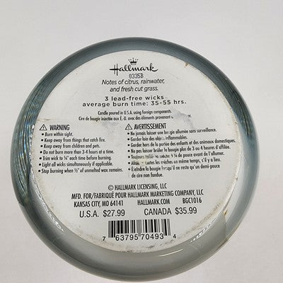 Hallmark Morning Dew 3 Lead Wick Jar Candle 16 oz Scented Soy Based Candle 0335B