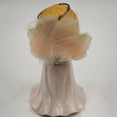 Winking Praying Angel Porcelain Figurine Fiber Optic Light 8" x 4.5"