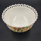 Challinor & Taylor Tree of Life Milk Glass Bowl 8" with a Lace Edge Hand Painted