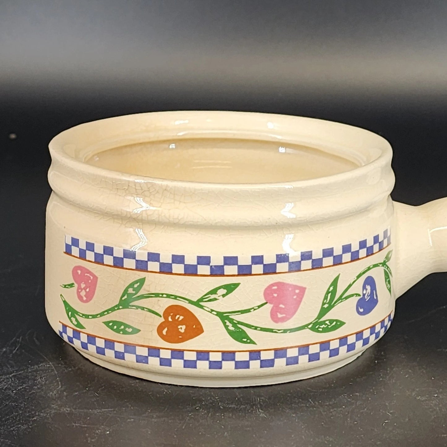 3 Trendition Hearts Delight Simmer Pots Ceramic Country Heart w Lids Crazed Vtg
