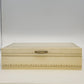 Jewelry Trinket Box Cream Gold Filigree Red Velvet Satin Lift Out Tray 12.5" Vtg
