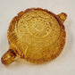 Amberina Cut Glass Nappy Bowl Hobstar Pattern 2 Handles Sawtooth Edge 8.75"