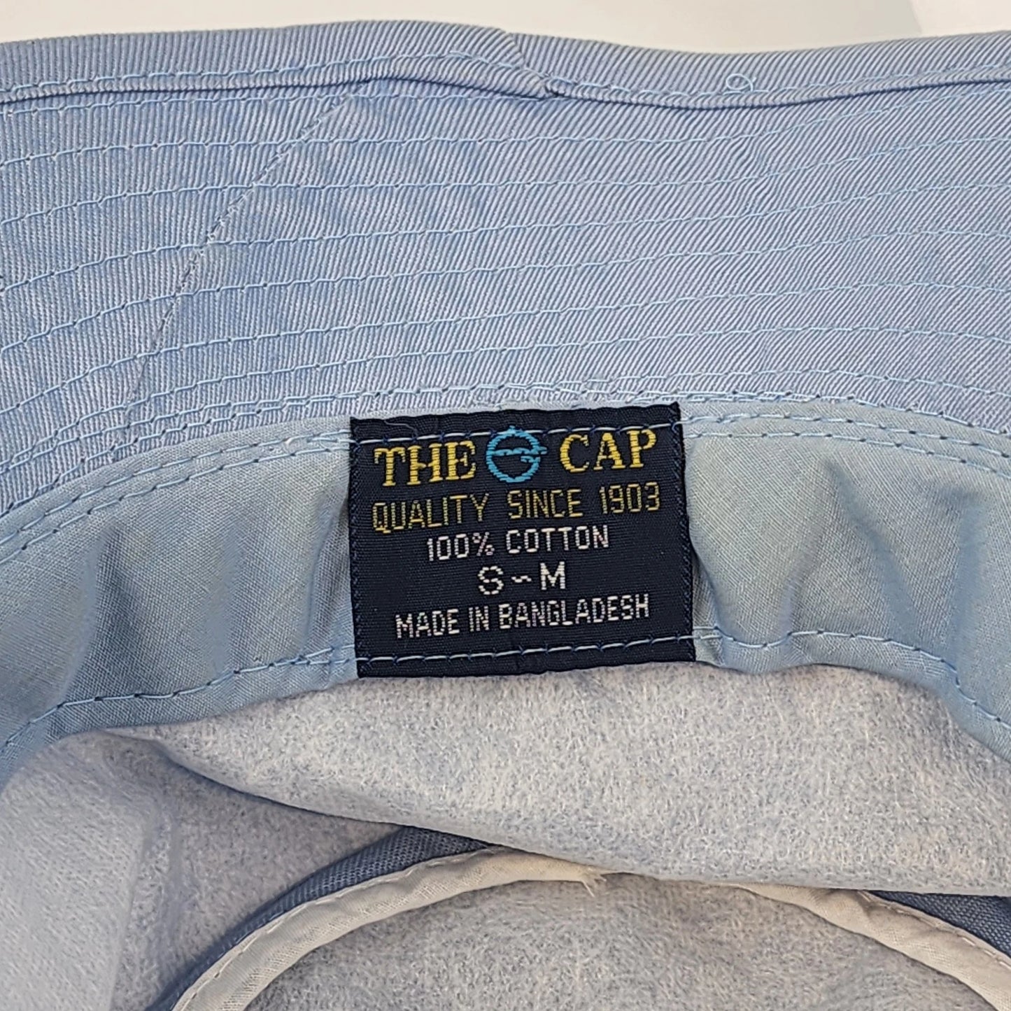 The Cap 2-Tone Cotton Twill Bucket Hat Light Blue Navy Hat Band S-M Summer Cap
