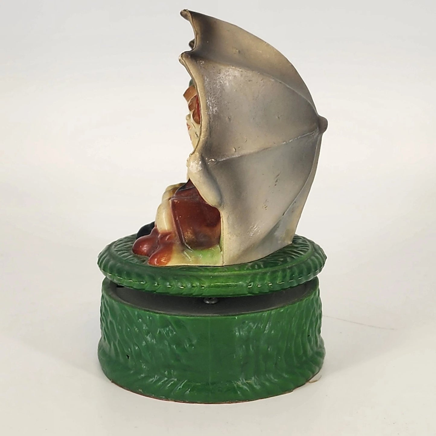 Boy Girl Umbrella Figurine Music Box Rotates Hummel-Style LARA'S THEME Vintage