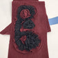 Simply Vera Knit Neck Scarf Maroon Red Vera Wang Black Flower Accent 64" NWT