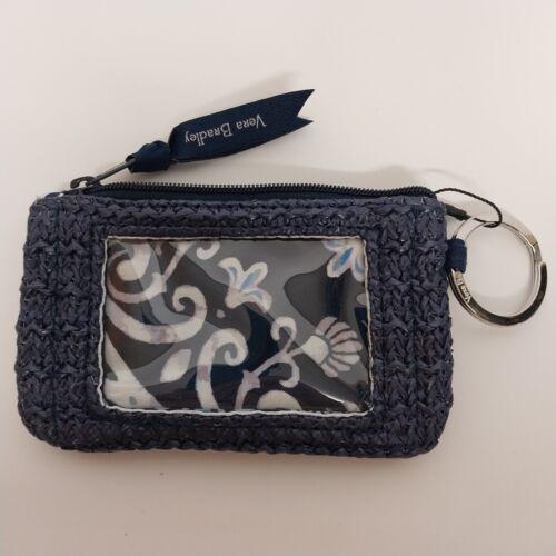 Vera Bradley Straw Zip Travel ID Case Steel Blue Medallion NWT 5 x 3 Turtle