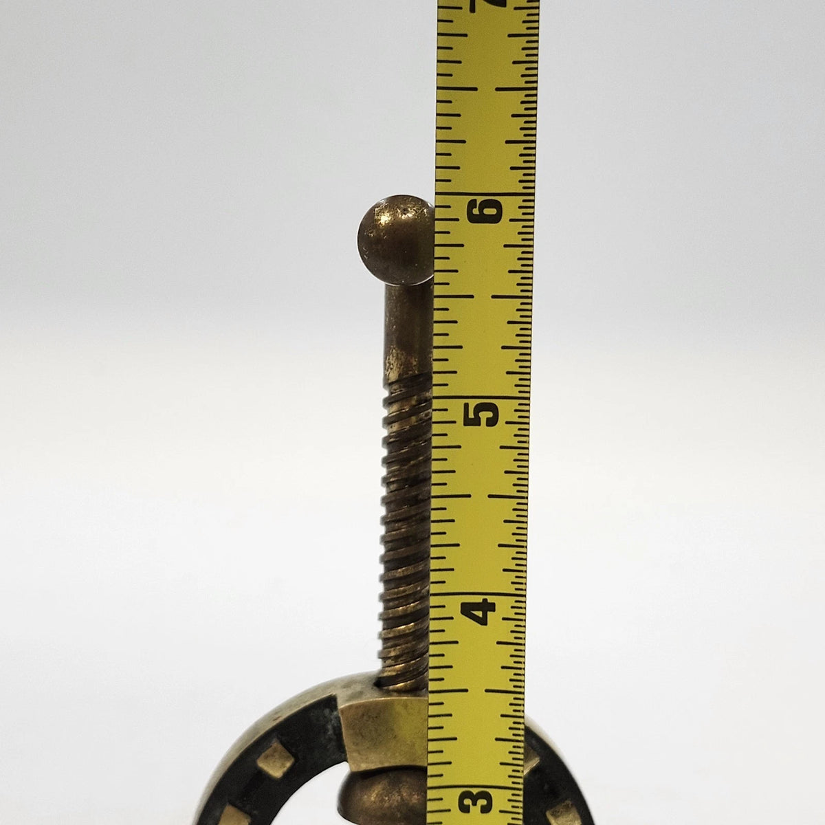 Horseshoe Screw-Down Nutcracker Gold Tone Metal T-Handle Tabletop 3.5" Patina
