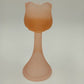 Frosted Glass Light Pink Rose Ribbed Votive Candle Holder 6"