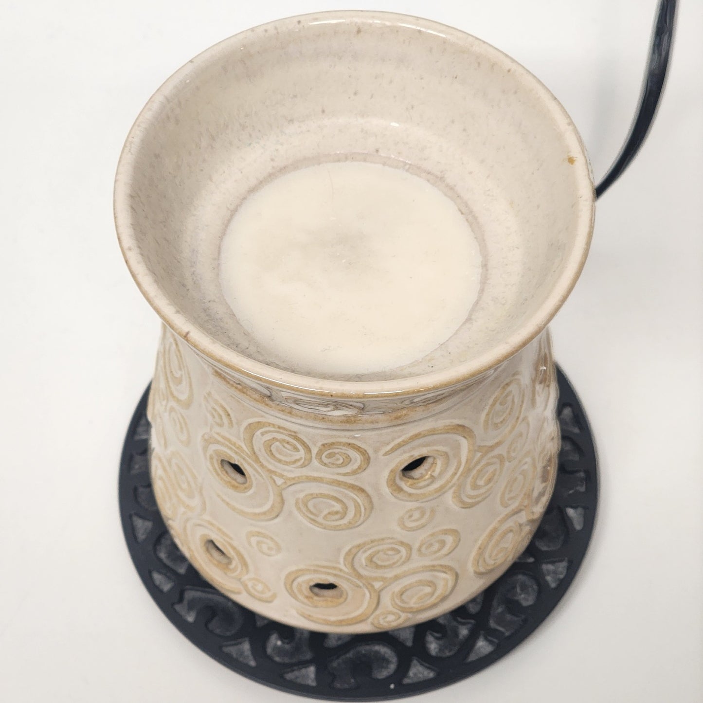 Scentsy Angora Warmer Beige Cream Tan Swirl Pattern Portable Luminaire Lamp 6 in
