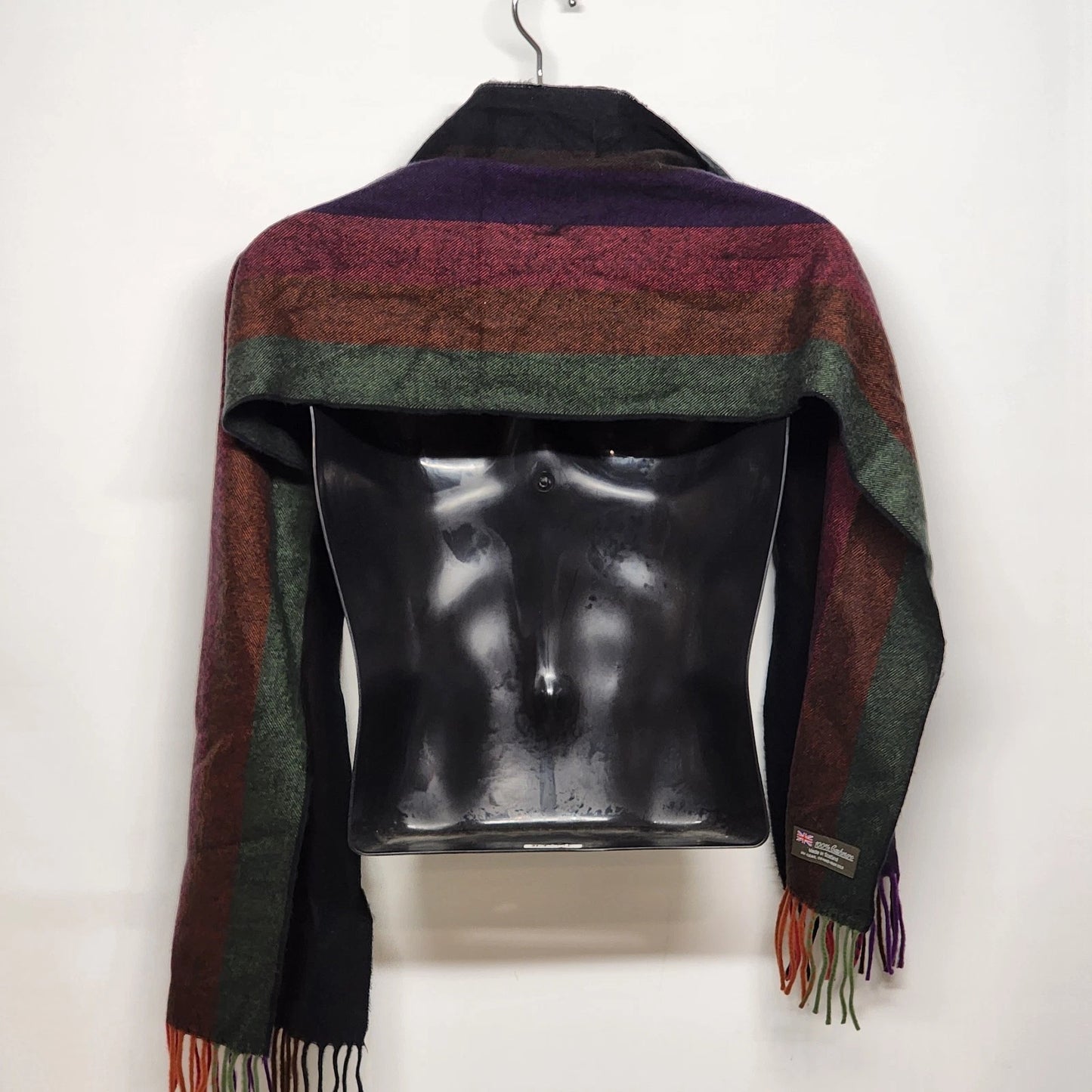 Men’s Multicolor Striped Scarf 100% Cashmere Made in Scotland Luxury Winter Wrap