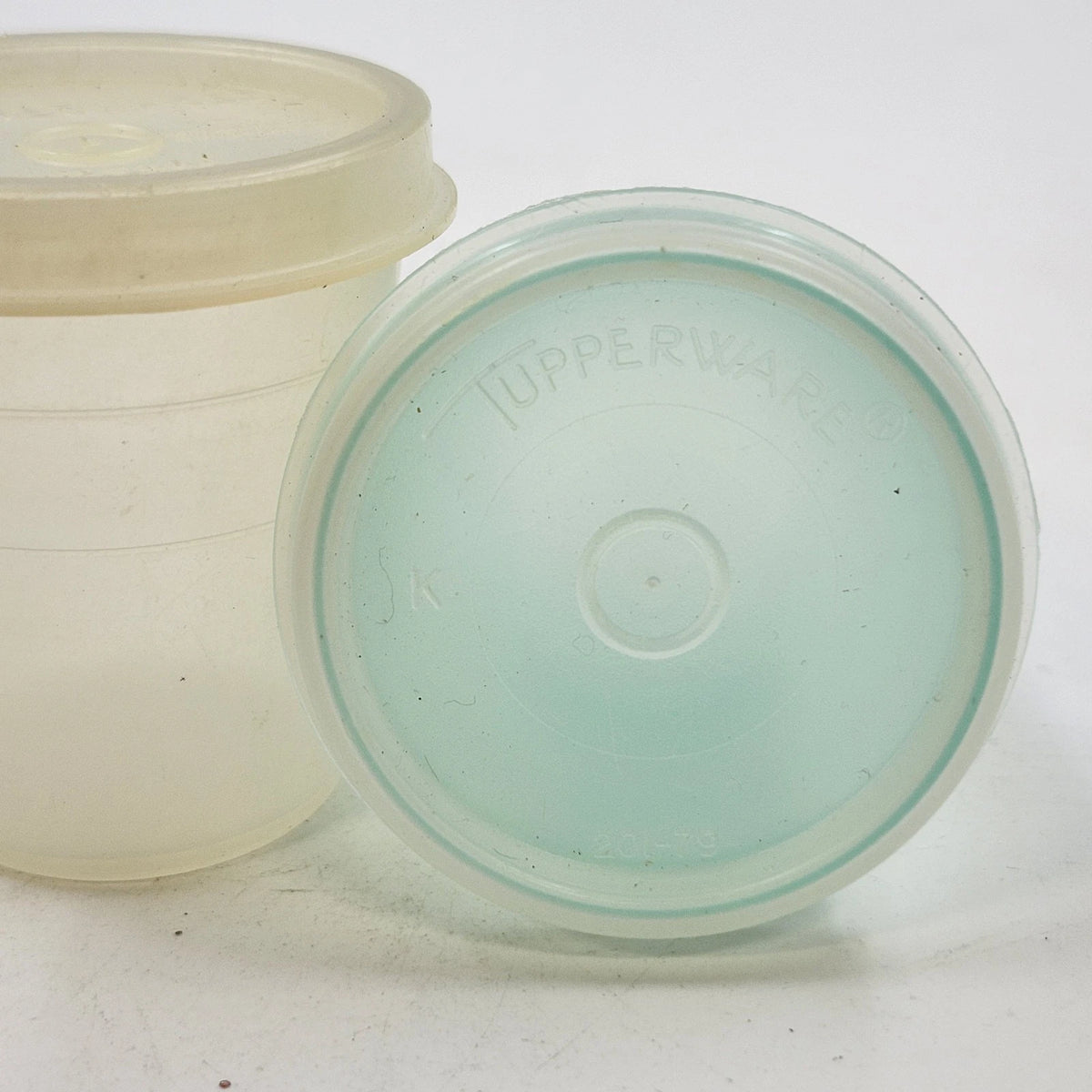 Tupperware Small Round Storage Containers with Lids Aqua & Clear Set 2 Vintage