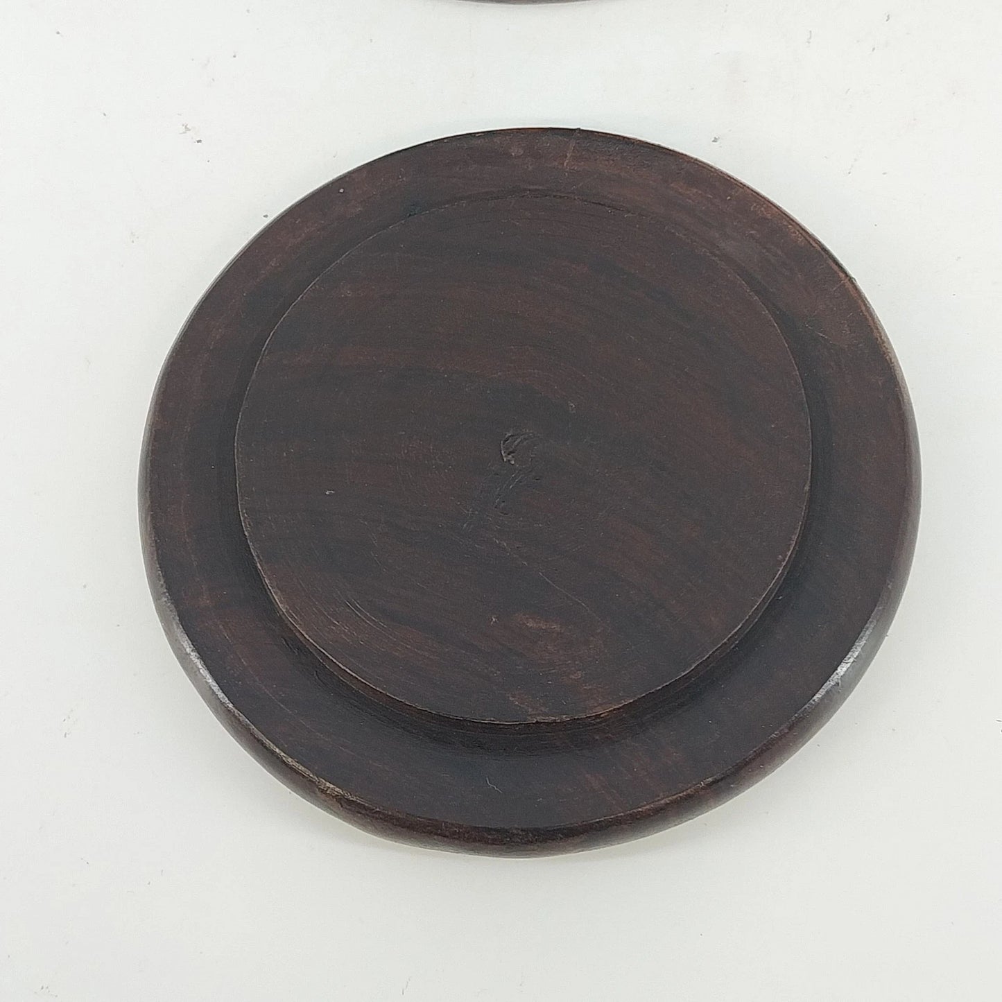 Hand Carved Wood Elephant Coaster Storage & Lid Set African Safari Barware Vtg