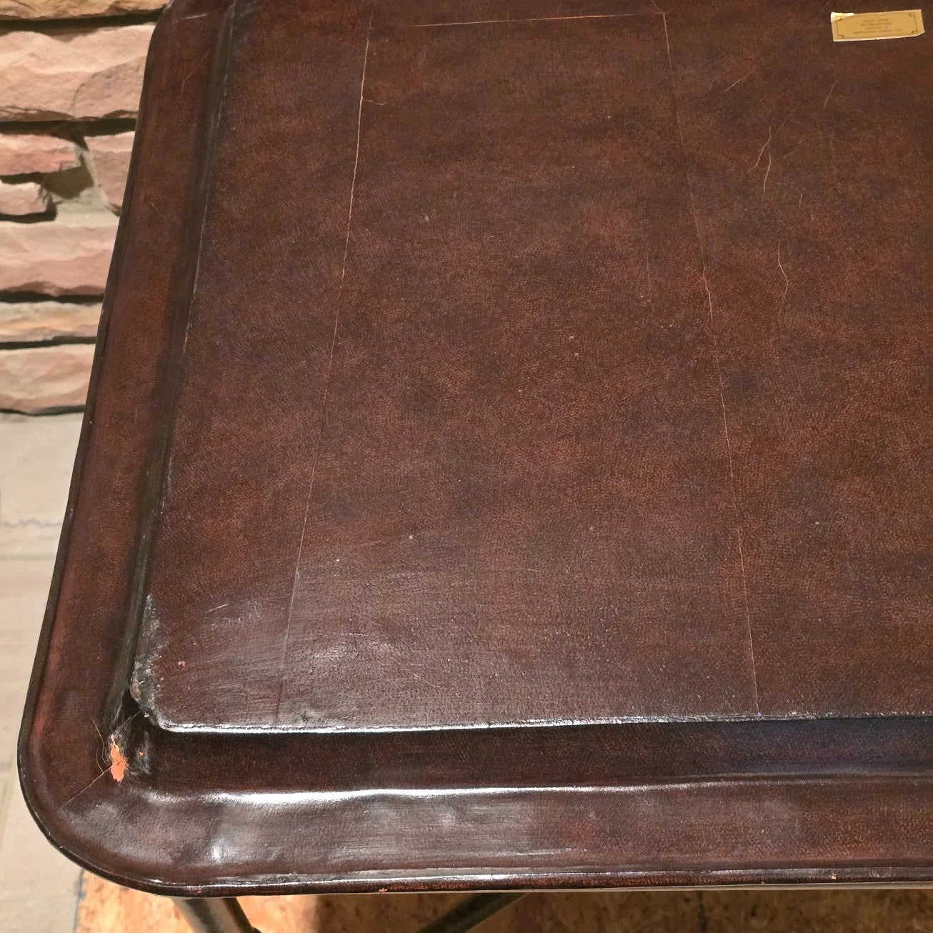 Maitland Smith Leather Tray Top Coffee Table Faux Bamboo 32x22 Philippines