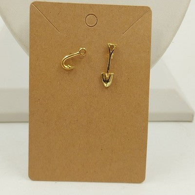 Gold Tone Shovel & Gold Tone Fishing Fish Hook Brooch Lapel Pins Tie Tack Vtg