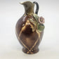 Pottery Pitcher 5" Brown Drip Glaze Hand Applied Floral Art Signed G. Wyand Vtg