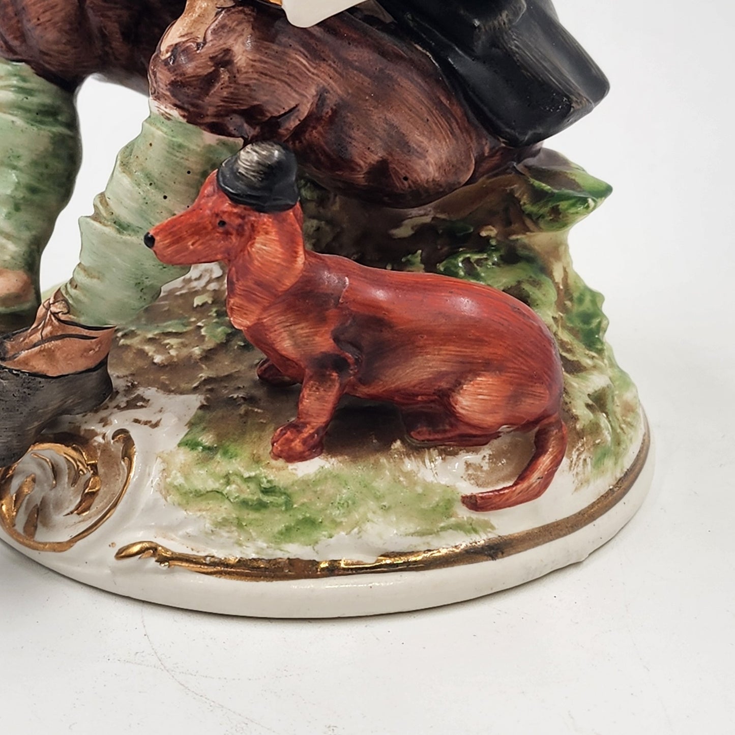 Vintage Giuseppe Cappe Capodimonte Porcelain Figurine – Organ Grinder with Dachshund – Hand-Painted & Signed 1951