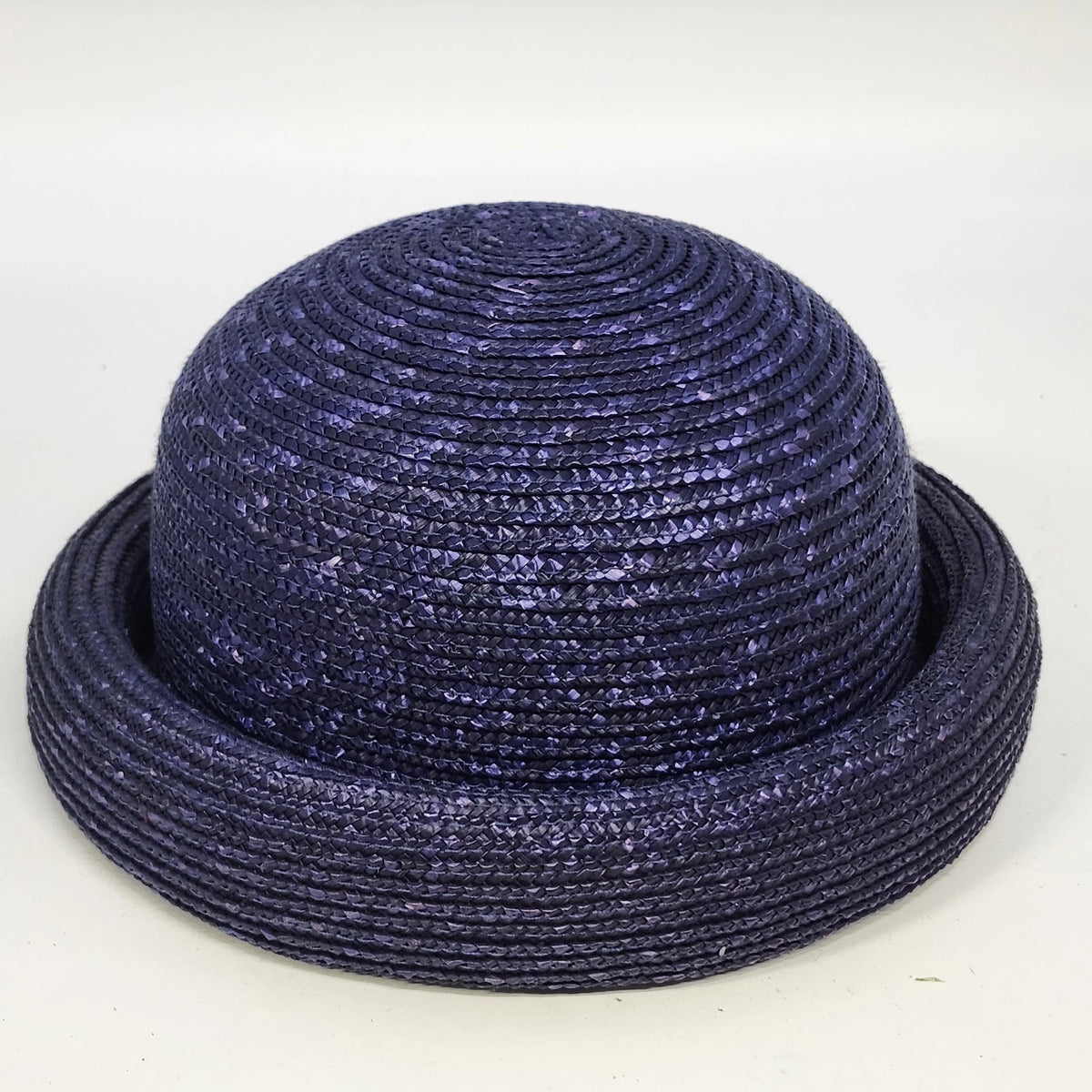 Purple Straw Bowler Cloche Hat Women's One Size Rolled Brim Summer Sun Hat