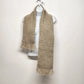Hand Woven Beige Wool Scarf Knotted Fringe 48x7 Vintage