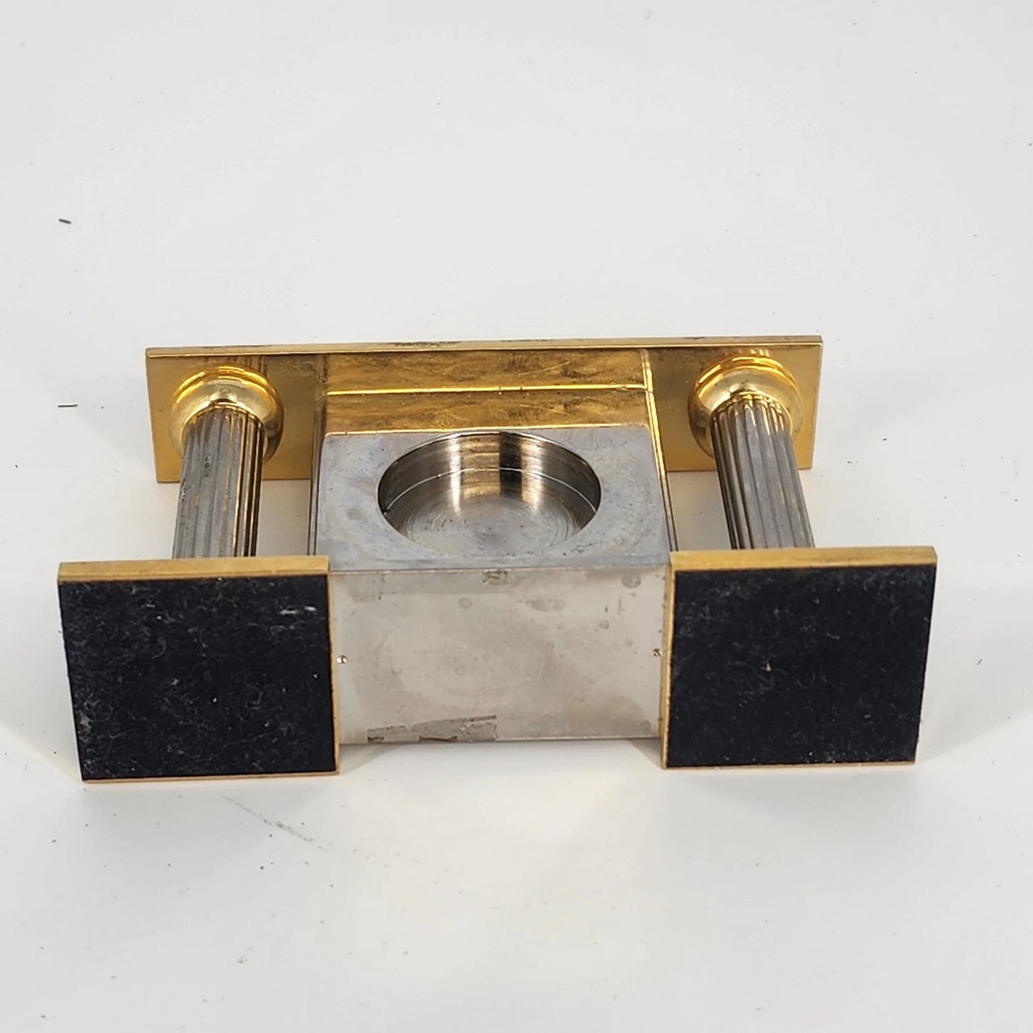 Regency Quartz Desk Mantel Clock Two Tone Gold Silver 5" Long Repair/Parts Only