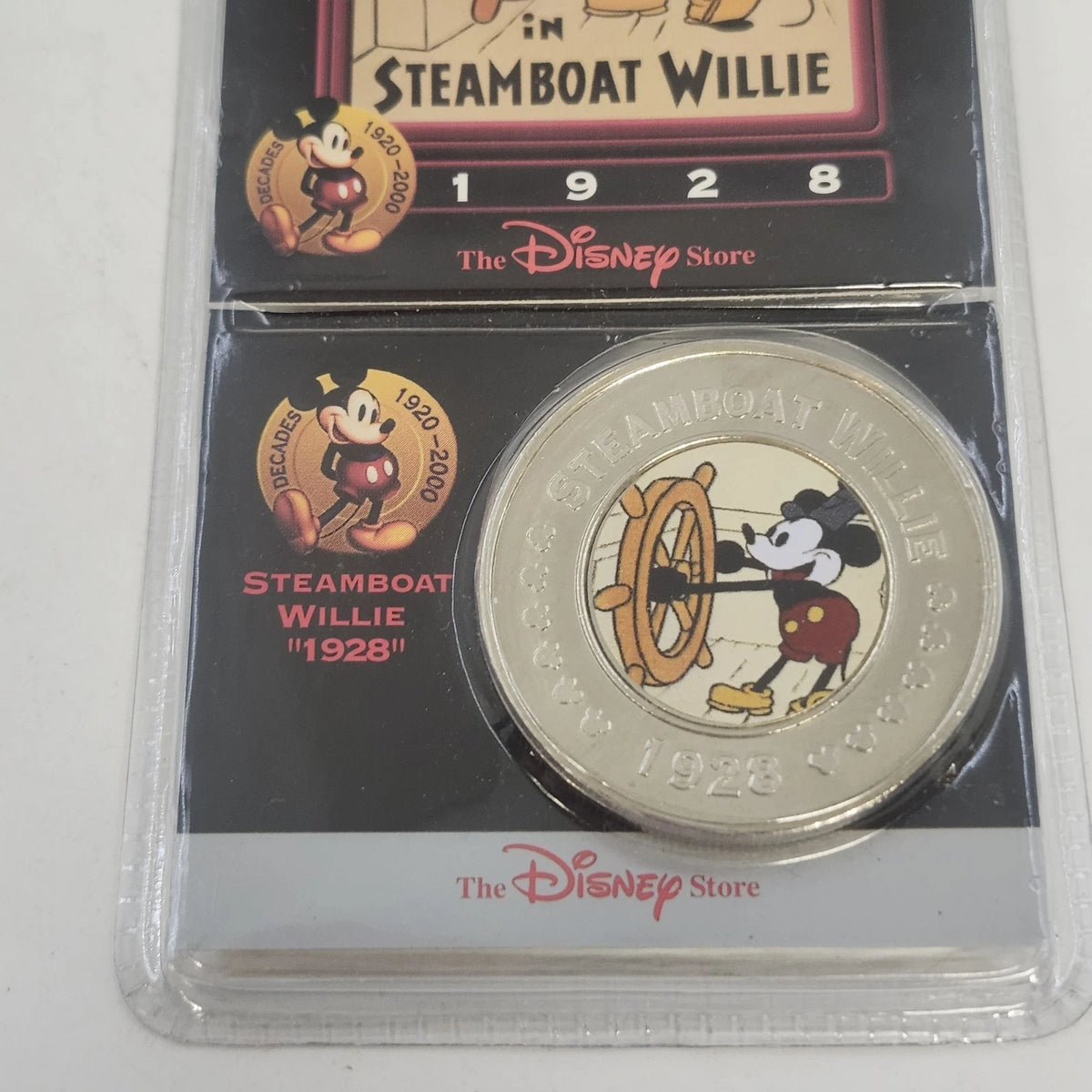 Disney Store Decades Coin #1 Steamboat Willie Mickey Mouse 1928 Sealed China Vtg