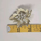 Gold Tone Leaf Brooch with Clear Rhinestones Brushed Finish 1.5" x 2" Vintage