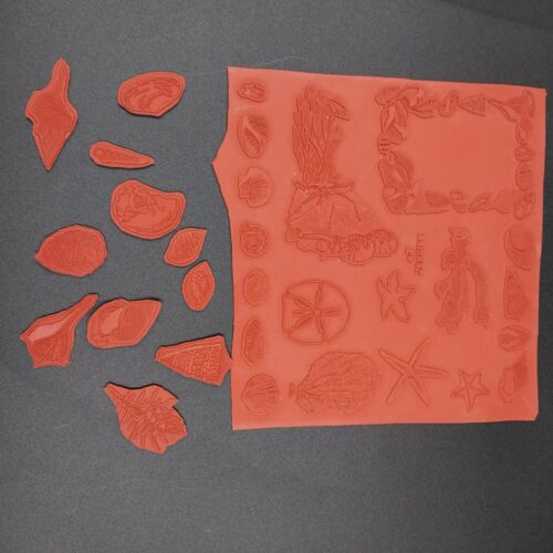 Sealife Unmounted Rubber Stamps Partial Sheet 19 Uncut 11 Cut Sea Shells