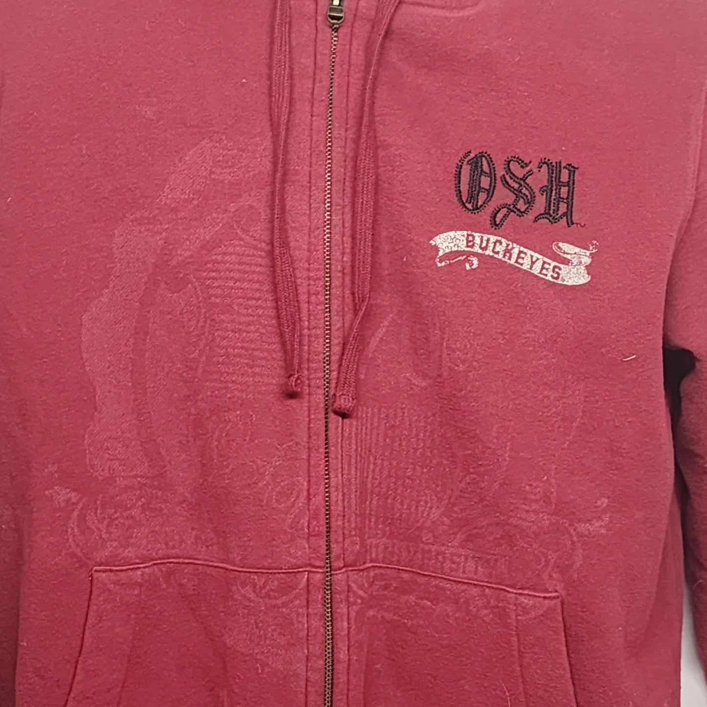 Ohio State Buckeyes Heavyweight Zip Hoodie Size Medium Red OSU Embroidered Logo