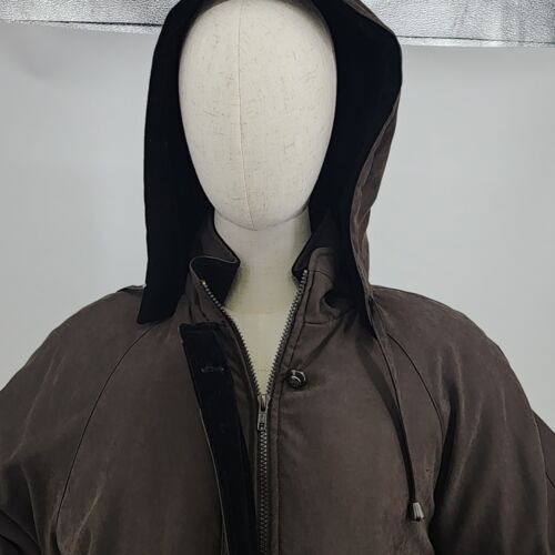 Mackintosh Brown Hooded Winter Coat Long Sleeve Parka Removeable Hood Vintage