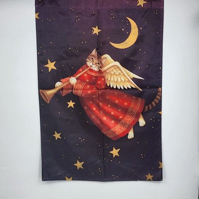 Toland Angel Kitty Yard Garden Flag Banner w/ Hanging Loop Moon & Stars 23"x36"