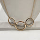 Gold Tone Curb Link Chain w Round Gilded Circle Open Loops Pendant 20" Necklace