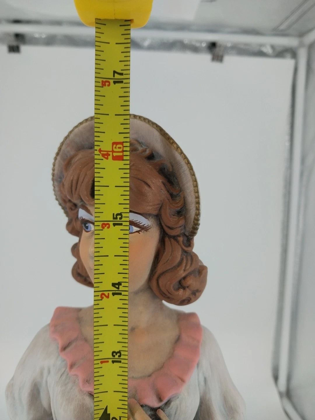 Holland Mold Lady Figurine White Pink Dress Hand Painted Ceramic 17" Vintage
