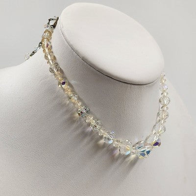 Chocker Necklace 6" Nylon Chain with Faceted Iridescent Glass Beads Adjustable