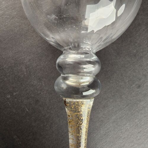Clear Goblet Candle Holder 12 Inch Gold Stem Ribbed Glass