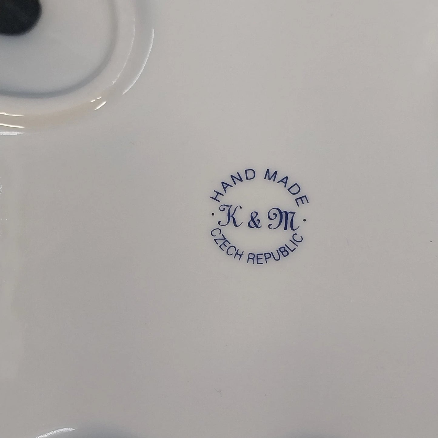 Handmade Czech Porcelain Clover Plate Lily of the Valley Gold Trim Trinket Dish