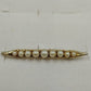 Gold Tone Bar Shaped White Faux Pearl Lapel Pin Brooch 2"Roll over Clasp