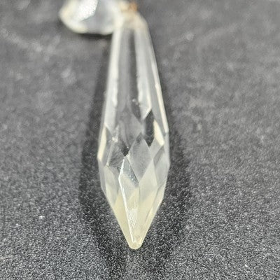 4 Icicle Spear Crystal Glass Vintage Prisms 2.9" w Octagon Accent Wire Connector