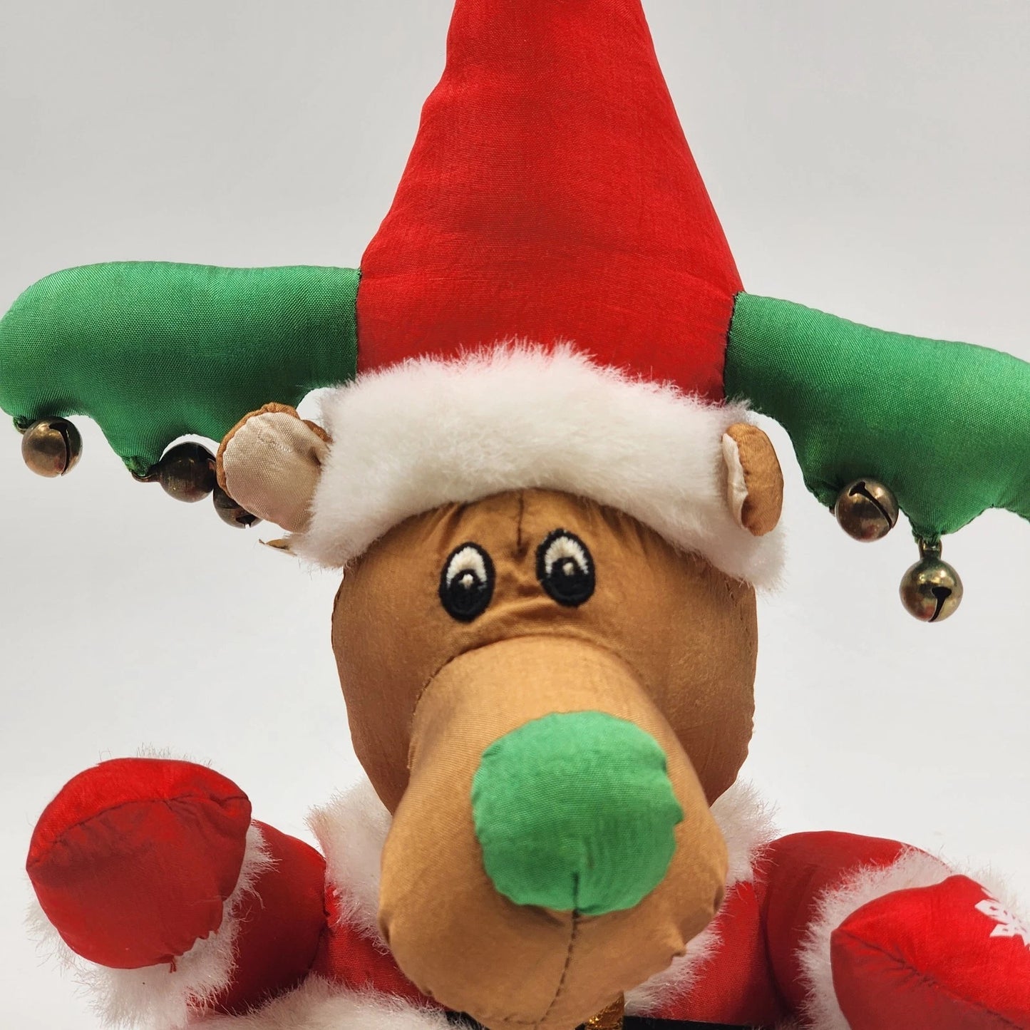 Trendmasters Reindeer Plush Santa Outfit 13" Christmas Jingle Bell Antlers 1993